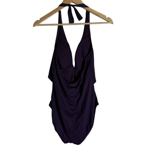 Vince Camuto Tie Front Plum Purple Halter One Piece Swimsuit Size 14 - Picture 7 of 11